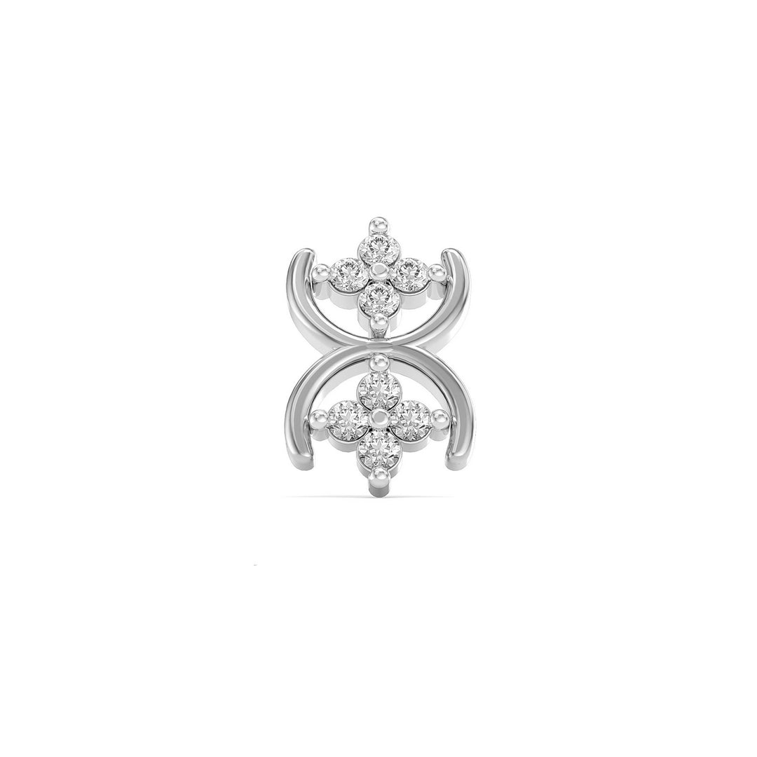 925 sterling silver Cosmic Nose Pin with cubic zirconia stone Front view#metal_sterling-silver#stone-colour_cubic-zirconia