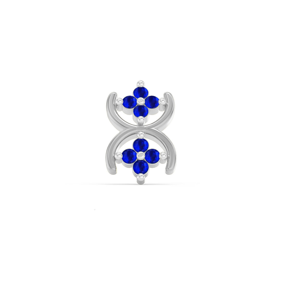 925 sterling silver Cosmic Nose Pin with sapphire blue stone Front view#metal_sterling-silver#stone-colour_sapphire-blue