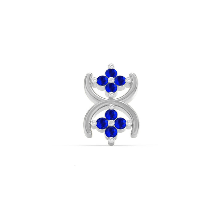 925 sterling silver Cosmic Nose Pin with sapphire blue stone Front view#metal_sterling-silver#stone-colour_sapphire-blue