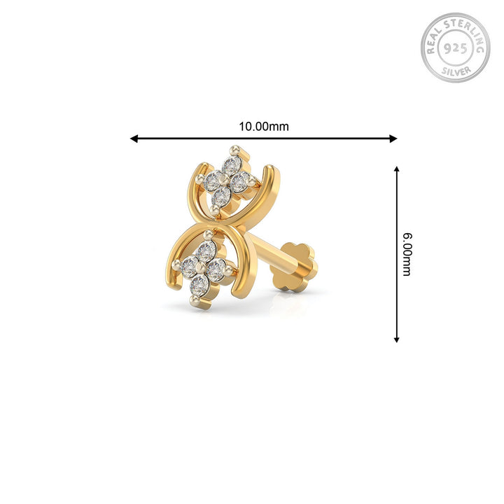 925 sterling silver gold plated Cosmic Nose Pin with cubic zirconia stone Measurement#metal_gold-plated#stone-colour_cubic-zirconia