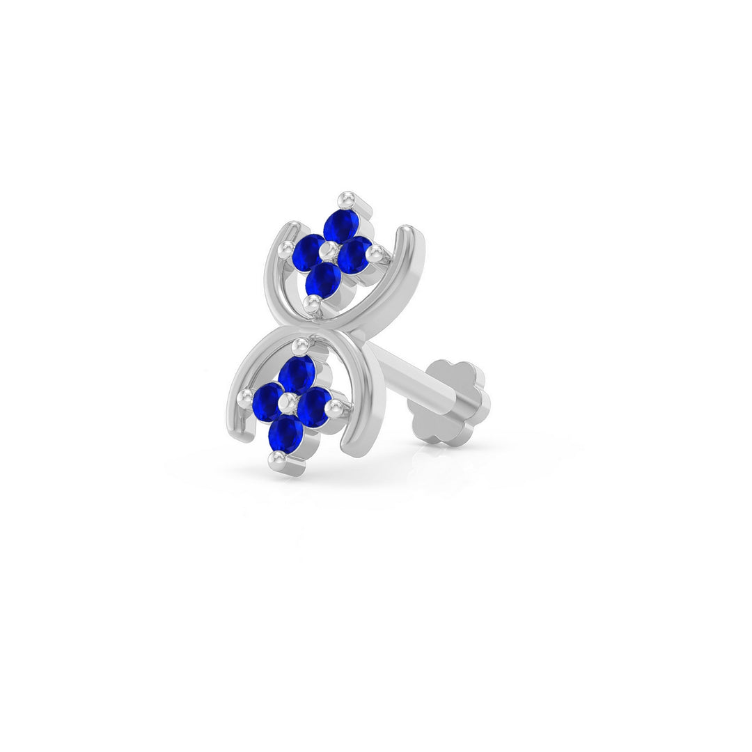 925 sterling silver Cosmic Nose Pin with sapphire blue stone Main view#metal_sterling-silver#stone-colour_sapphire-blue