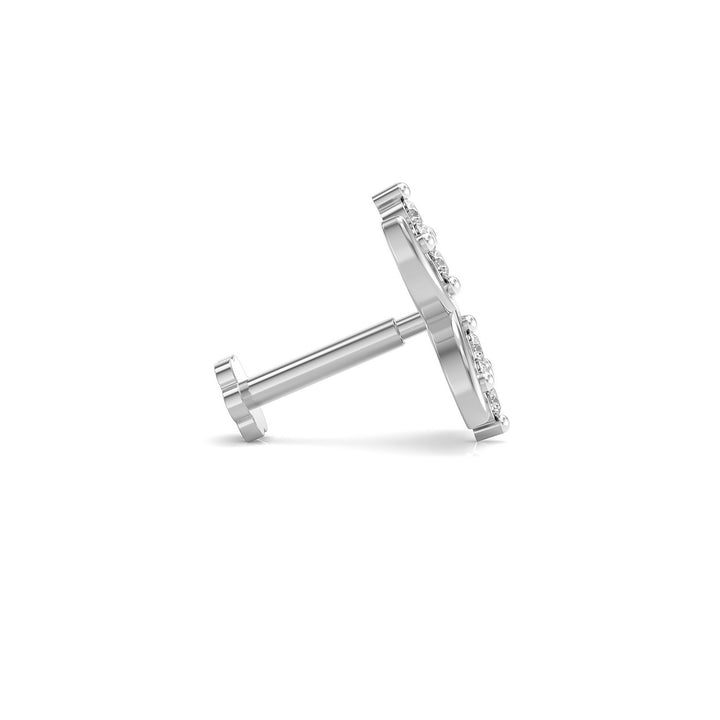 925 sterling silver Cosmic Nose Pin with cubic zirconia stone Side View#metal_sterling-silver#stone-colour_cubic-zirconia