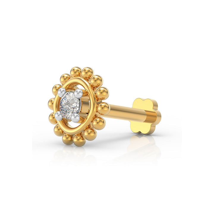 925 sterling silver gold plated Beaded Nose Pin with cubic zirconia stone Main view#metal_gold-plated#stone-colour_cubic-zirconia