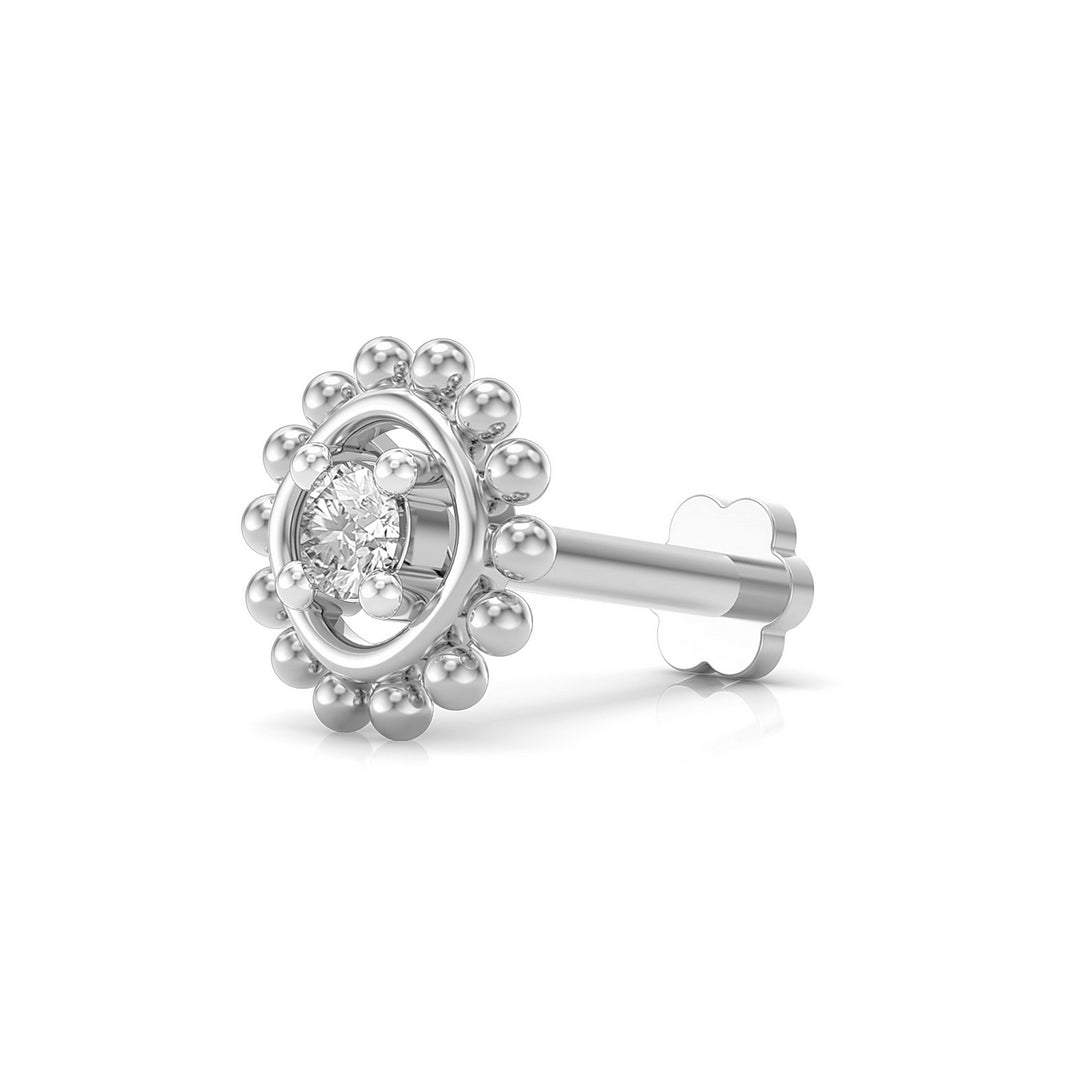 925 sterling silver Beaded Nose Pin with cubic zirconia stone Main view#metal_sterling-silver#stone-colour_cubic-zirconia