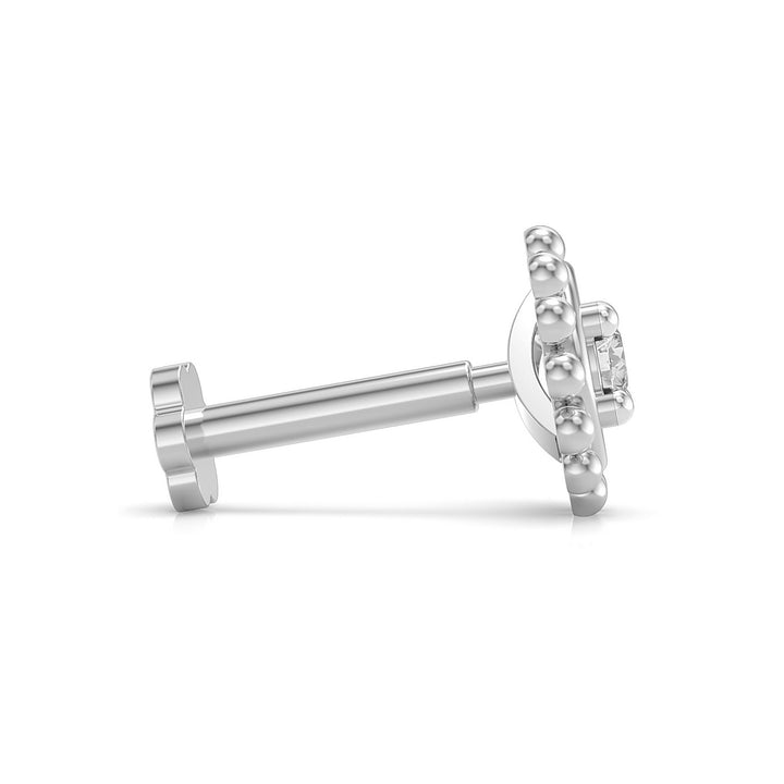 925 sterling silver Beaded Nose Pin with cubic zirconia stone Side View#metal_sterling-silver#stone-colour_cubic-zirconia