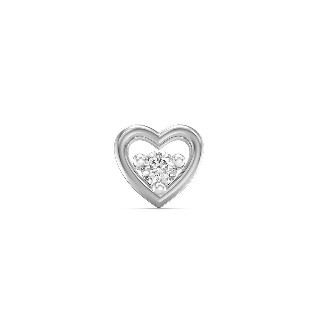 925 sterling silver Cherished Heart Nose Pin with cubic zirconia stone Front view#metal_sterling-silver#stone-colour_cubic-zirconia