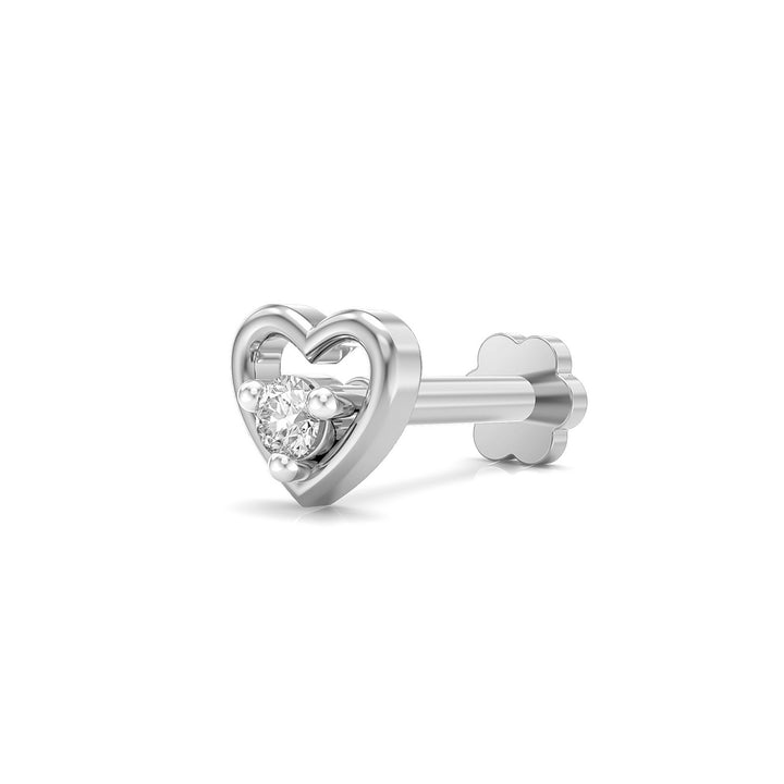 925 sterling silver Cherished Heart Nose Pin with cubic zirconia stone Main view#metal_sterling-silver#stone-colour_cubic-zirconia