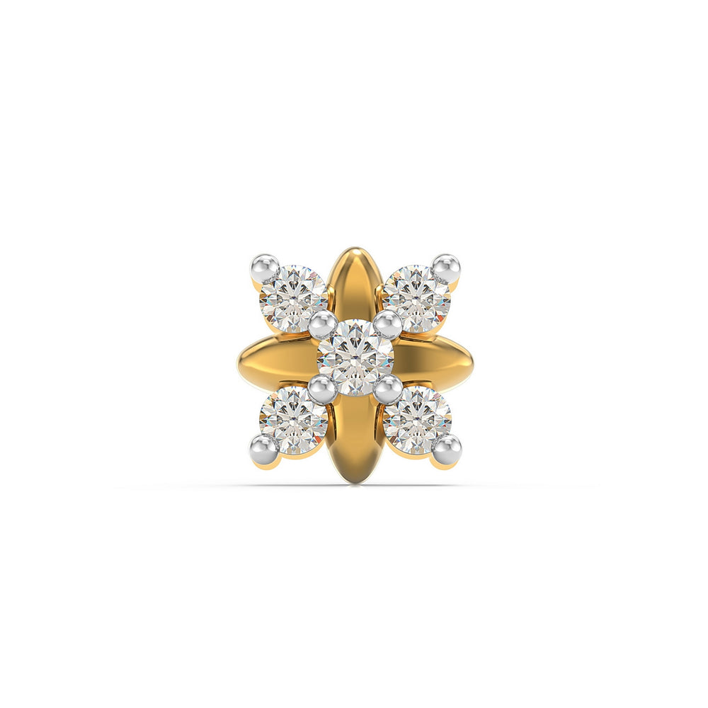 925 sterling silver gold plated Heavenly Nose Pin with cubic zirconia stone Front view#metal_gold-plated#stone-colour_cubic-zirconia