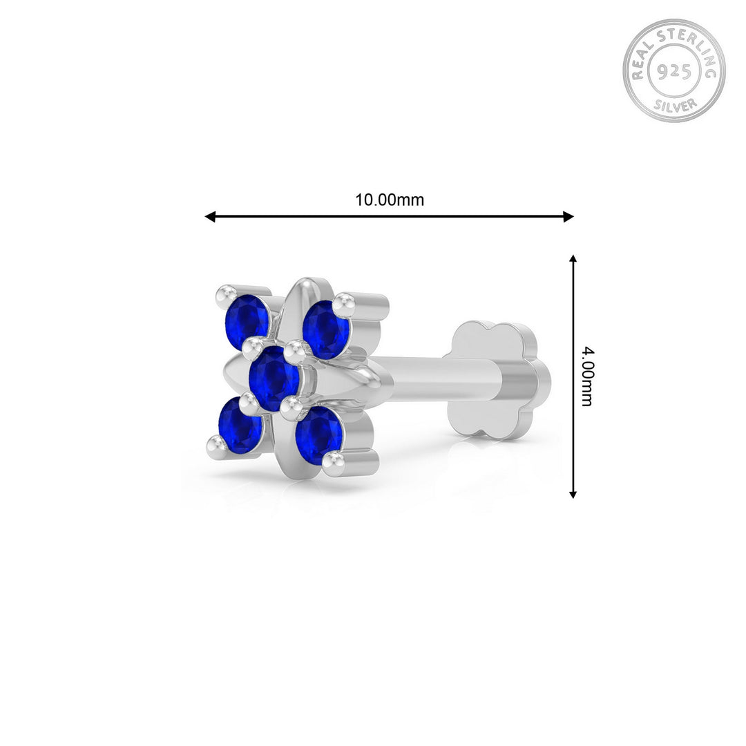 925 sterling silver Heavenly Nose Pin with sapphire blue stone Measurement#metal_sterling-silver#stone-colour_sapphire-blue