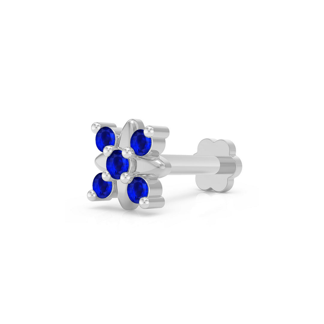 925 sterling silver Heavenly Nose Pin with sapphire blue stone Main view#metal_sterling-silver#stone-colour_sapphire-blue