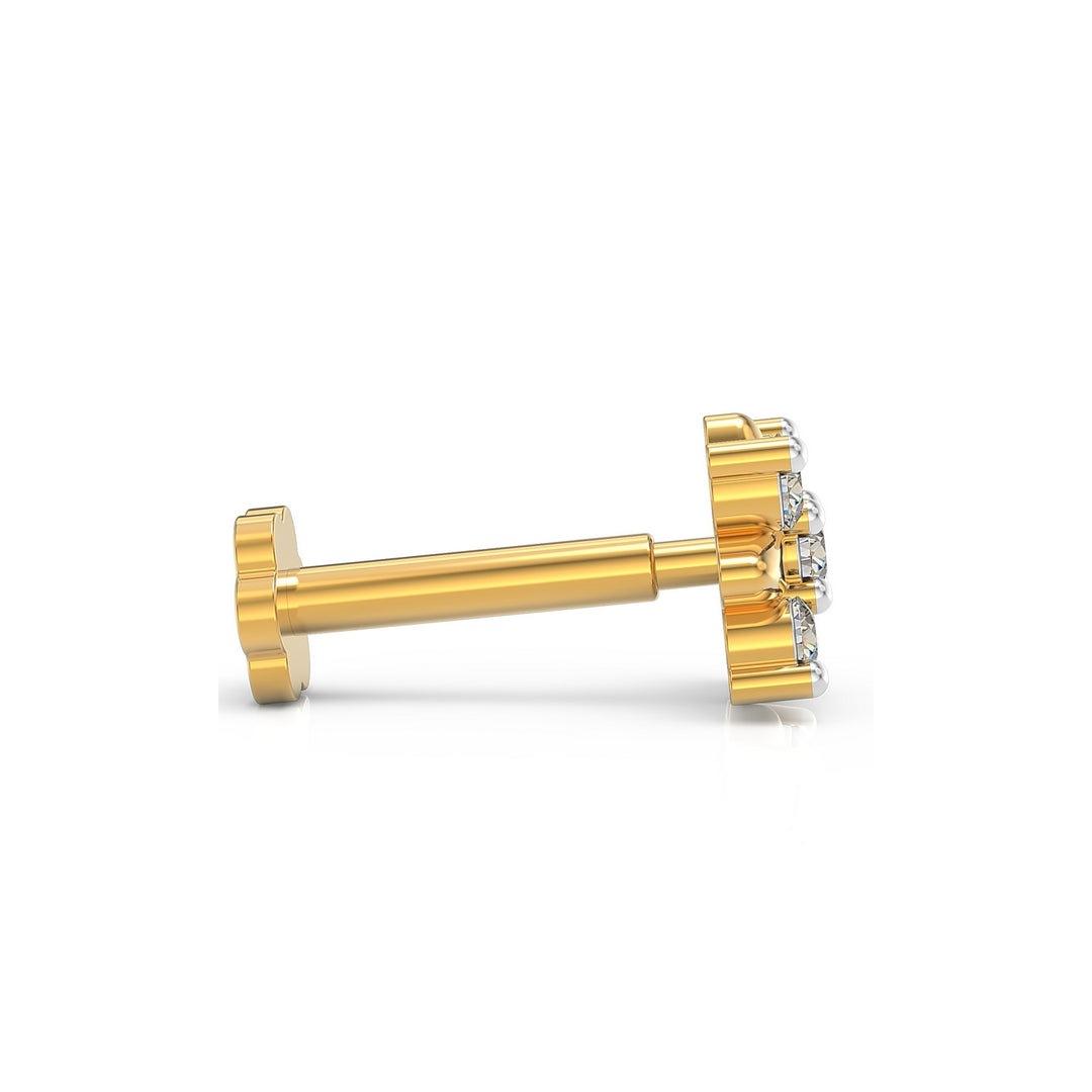 925 sterling silver gold plated Heavenly Nose Pin with cubic zirconia stone Side View#metal_gold-plated#stone-colour_cubic-zirconia