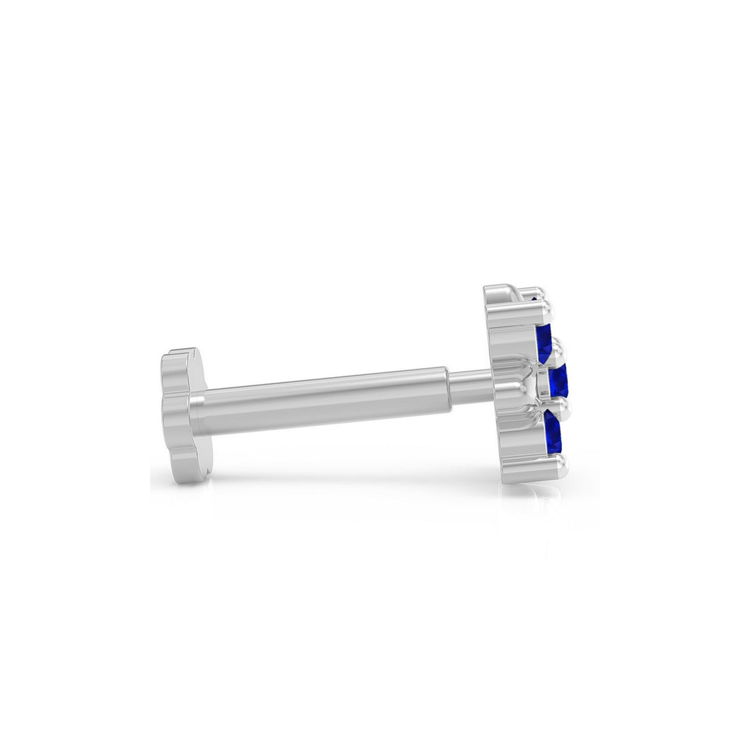 925 sterling silver Heavenly Nose Pin with sapphire blue stone Side View#metal_sterling-silver#stone-colour_sapphire-blue