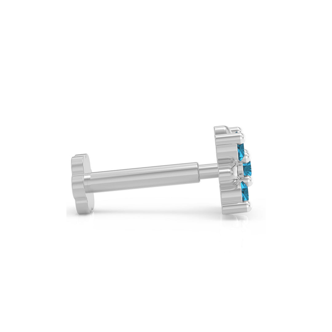 925 sterling silver Heavenly Nose Pin with topaz blue stone Side View#metal_sterling-silver#stone-colour_topaz-blue