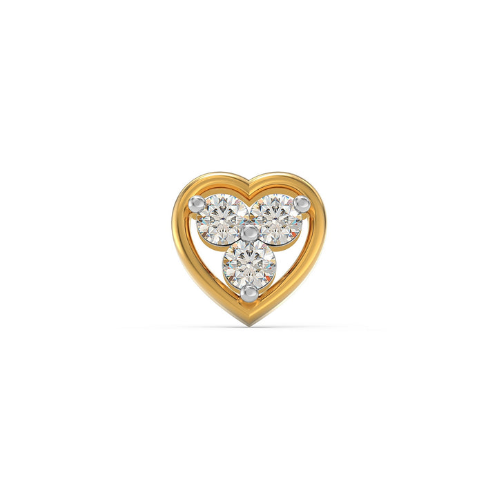 925 sterling silver gold plated Love Nose Pin with cubic zirconia stone Front view#metal_gold-plated#stone-colour_cubic-zirconia