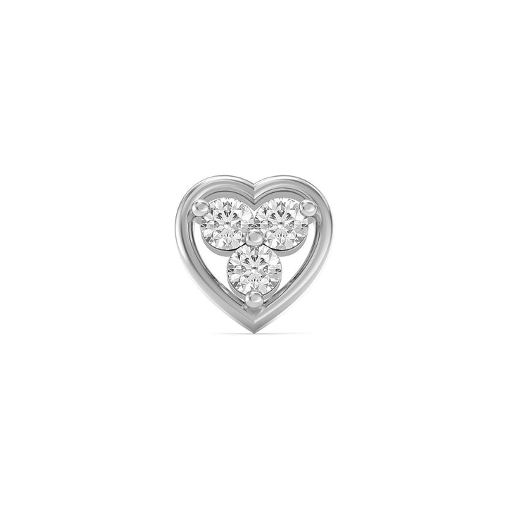 925 sterling silver Love Nose Pin with cubic zirconia stone Front view#metal_sterling-silver#stone-colour_cubic-zirconia