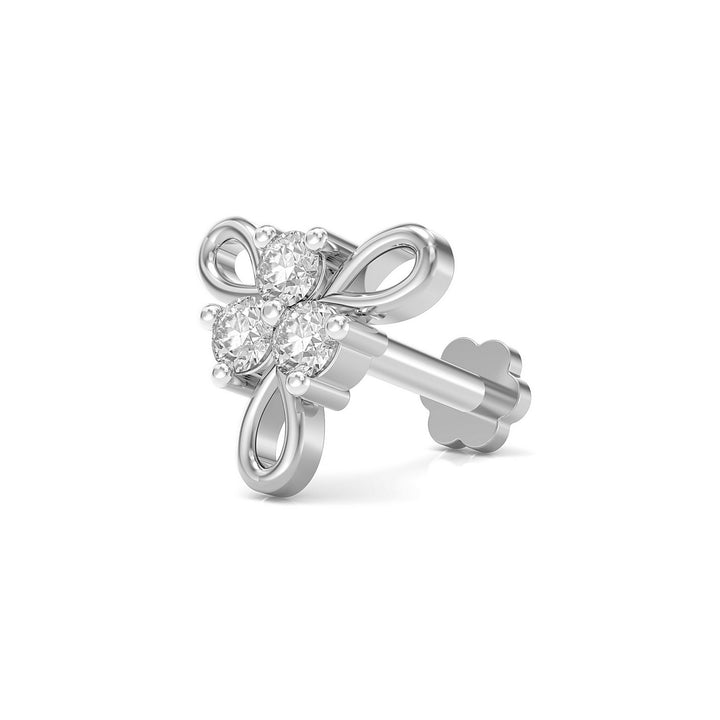 925 sterling silver Ribbon Nose Pin with cubic zirconia stone Main view#metal_sterling-silver#stone-colour_cubic-zirconia