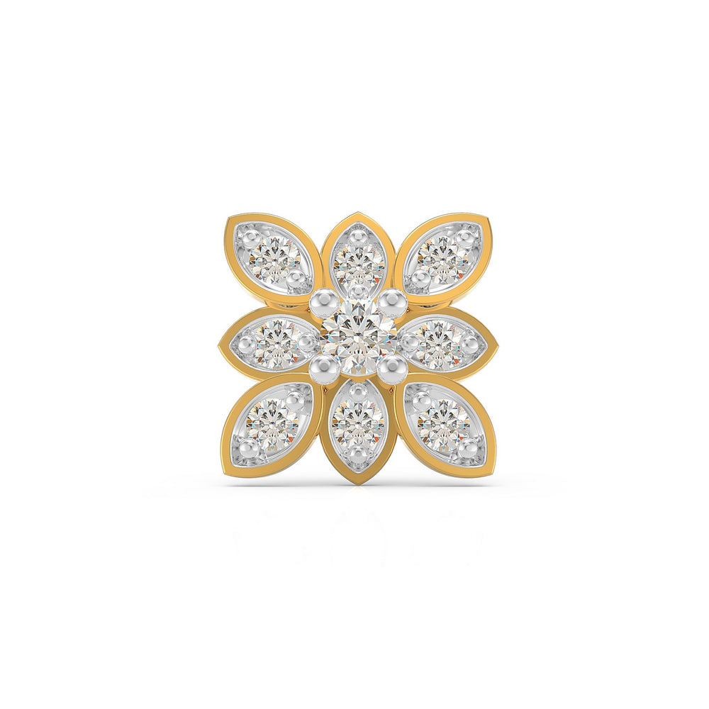 925 sterling silver gold plated Octave Nose Pin with cubic zirconia stone Front view#metal_gold-plated#stone-colour_cubic-zirconia