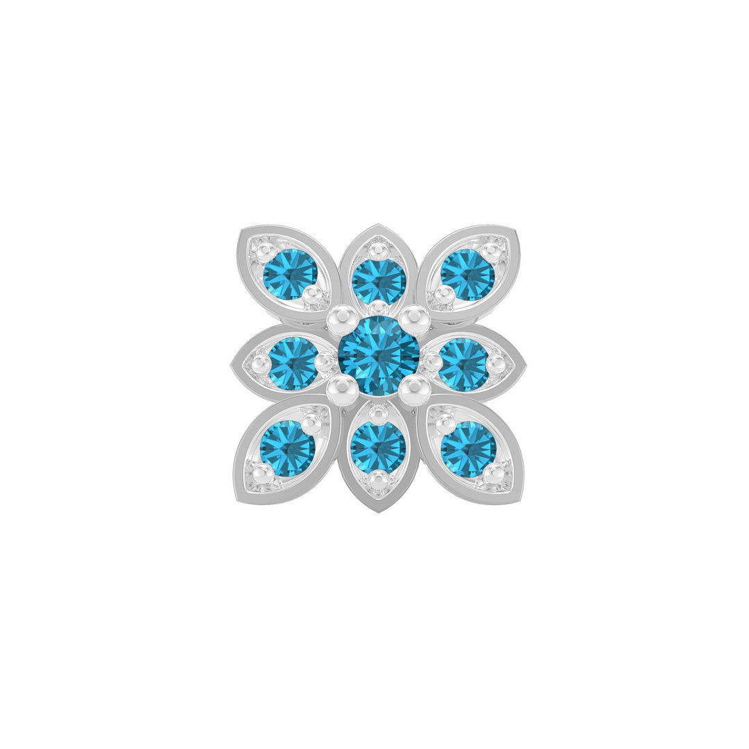 925 sterling silver Octave Nose Pin with topaz blue stone Front view#metal_sterling-silver#stone-colour_topaz-blue