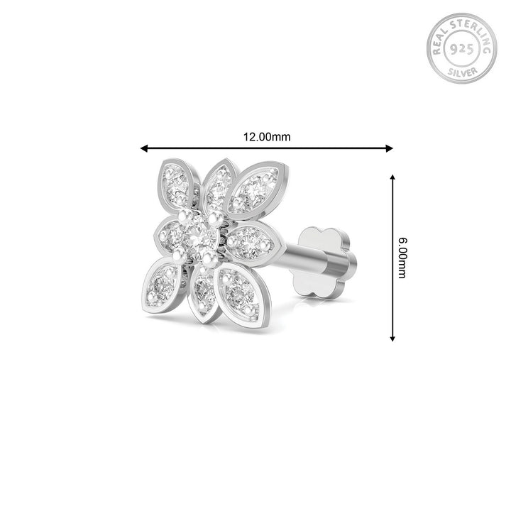 925 sterling silver Octave Nose Pin with cubic zirconia stone Measurement#metal_sterling-silver#stone-colour_cubic-zirconia