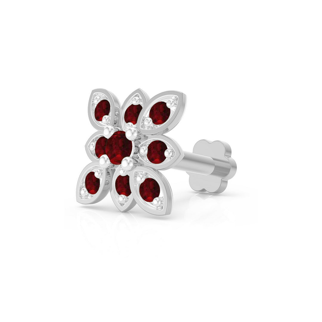 925 sterling silver Octave Nose Pin with ruby red stone Main view#metal_sterling-silver#stone-colour_ruby-red