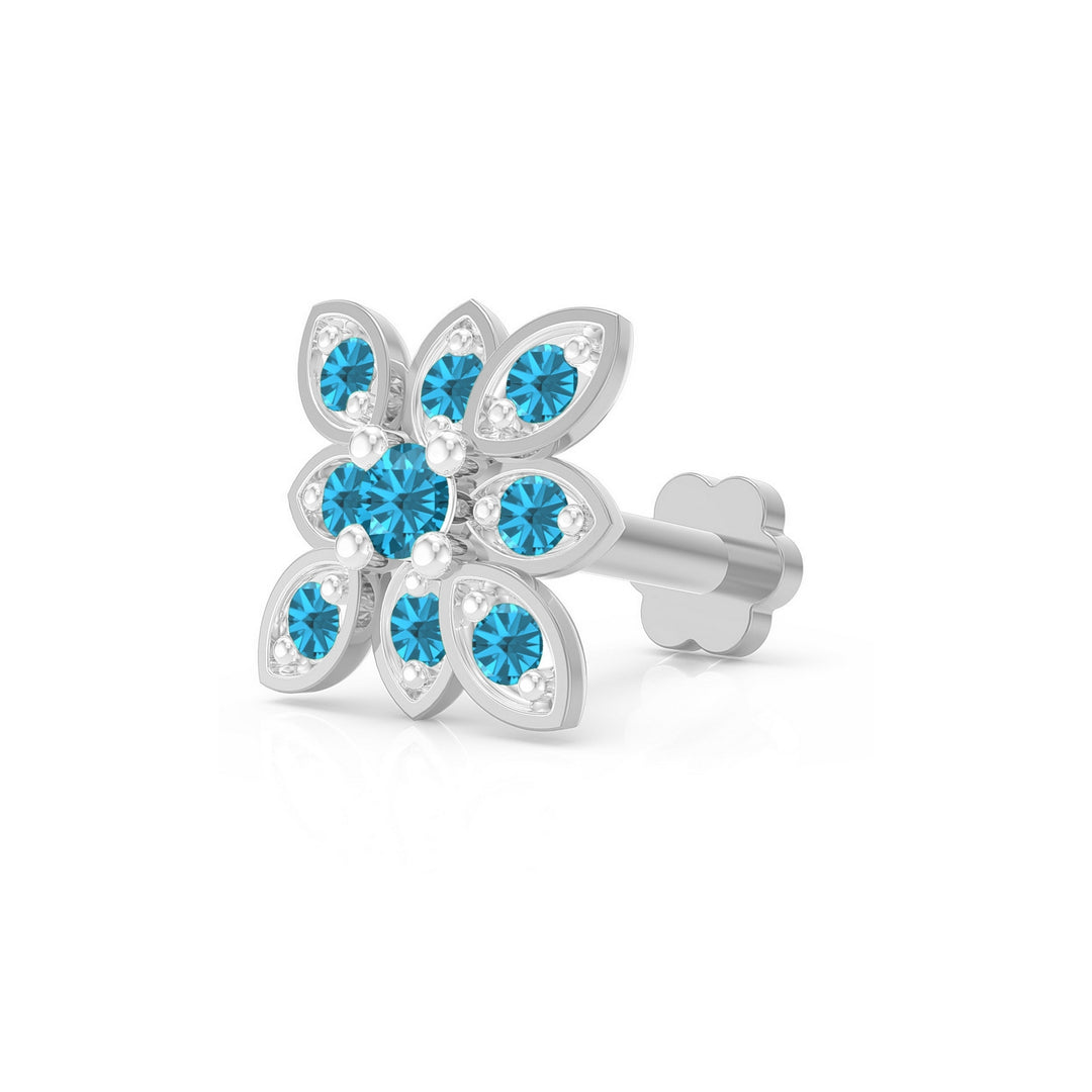 925 sterling silver Octave Nose Pin with topaz blue stone Main view#metal_sterling-silver#stone-colour_topaz-blue