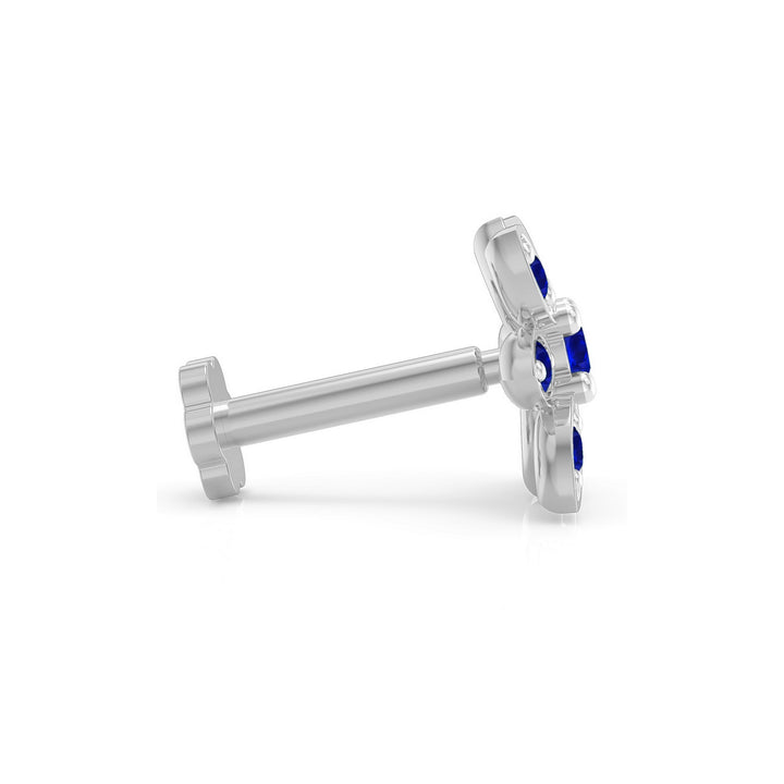 925 sterling silver Octave Nose Pin with sapphire blue stone Side View#metal_sterling-silver#stone-colour_sapphire-blue