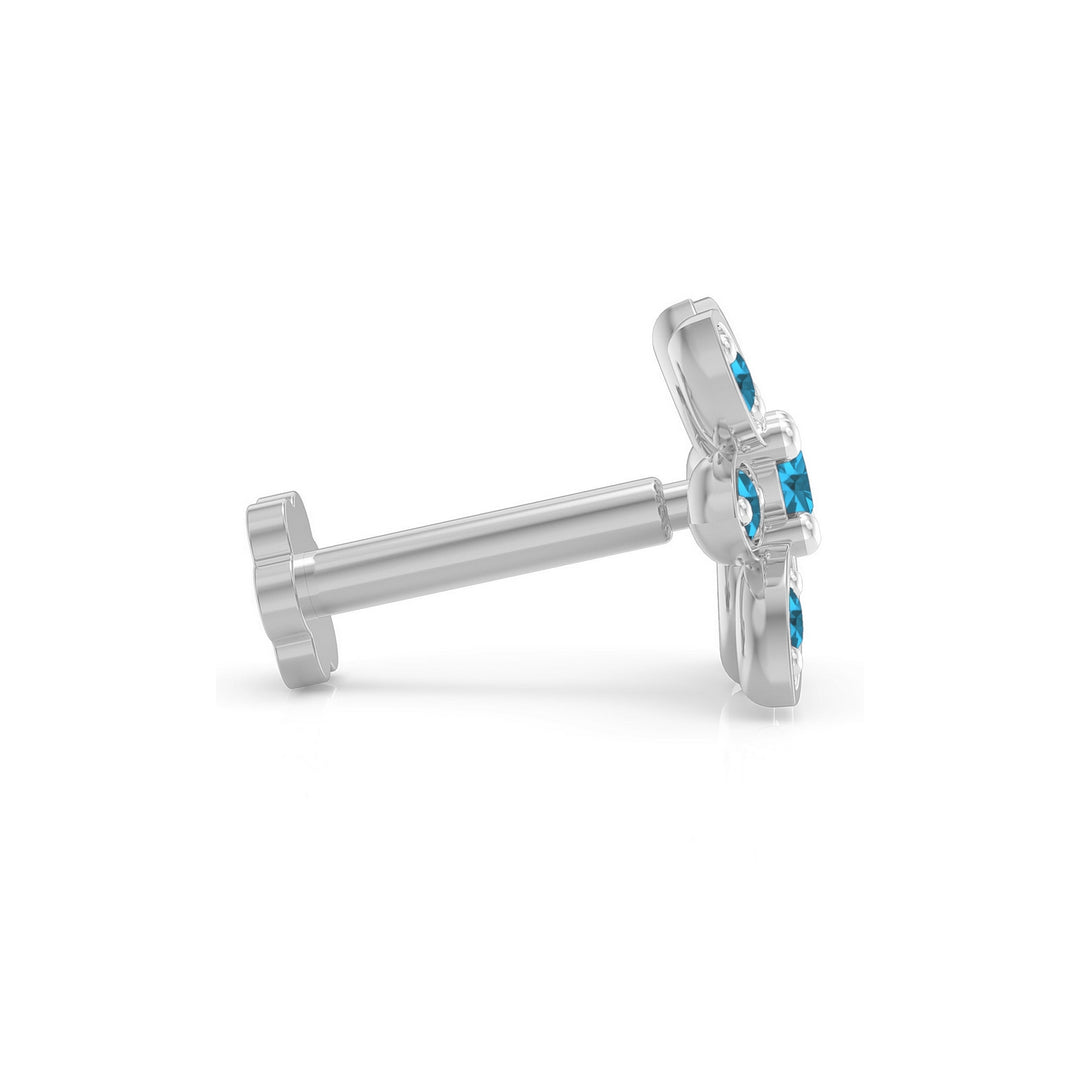 925 sterling silver Octave Nose Pin with topaz blue stone Side View#metal_sterling-silver#stone-colour_topaz-blue