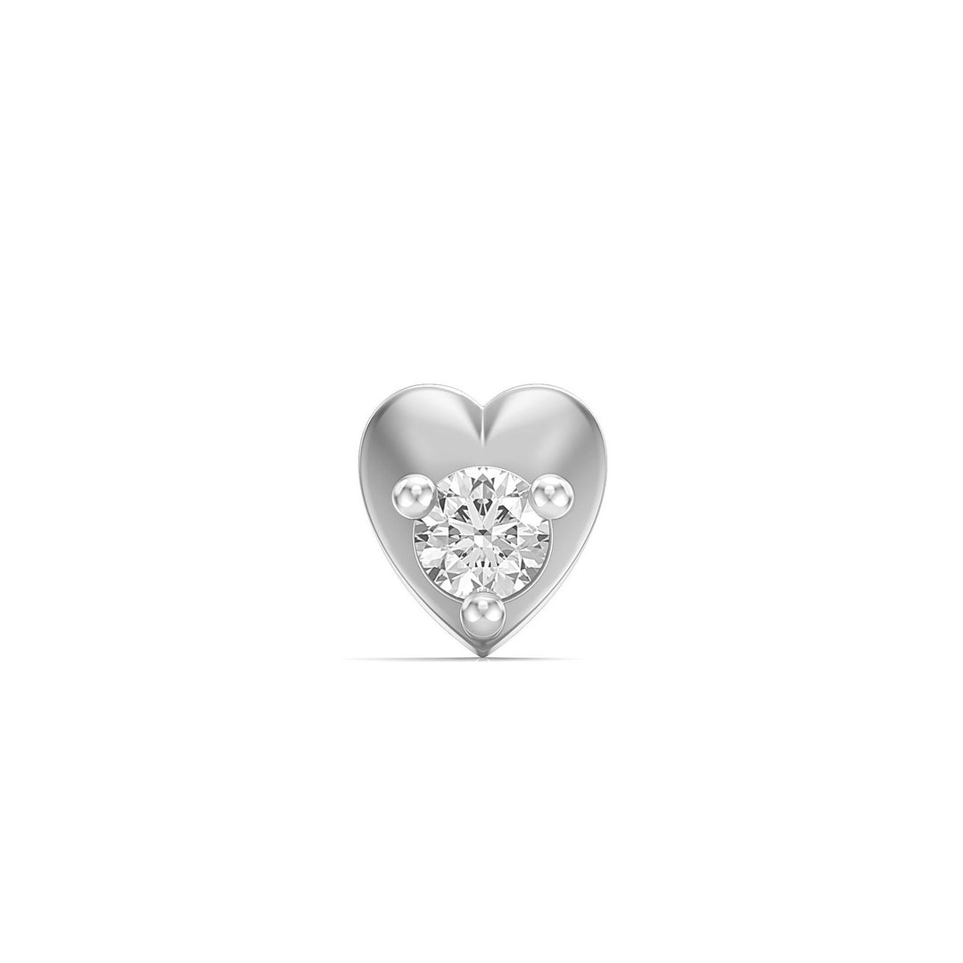 925 sterling silver Lustrous Heart Nose Pin with cubic zirconia stone Front view#metal_sterling-silver#stone-colour_cubic-zirconia