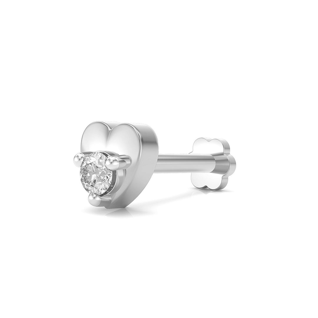 925 sterling silver Lustrous Heart Nose Pin with cubic zirconia stone Main view#metal_sterling-silver#stone-colour_cubic-zirconia