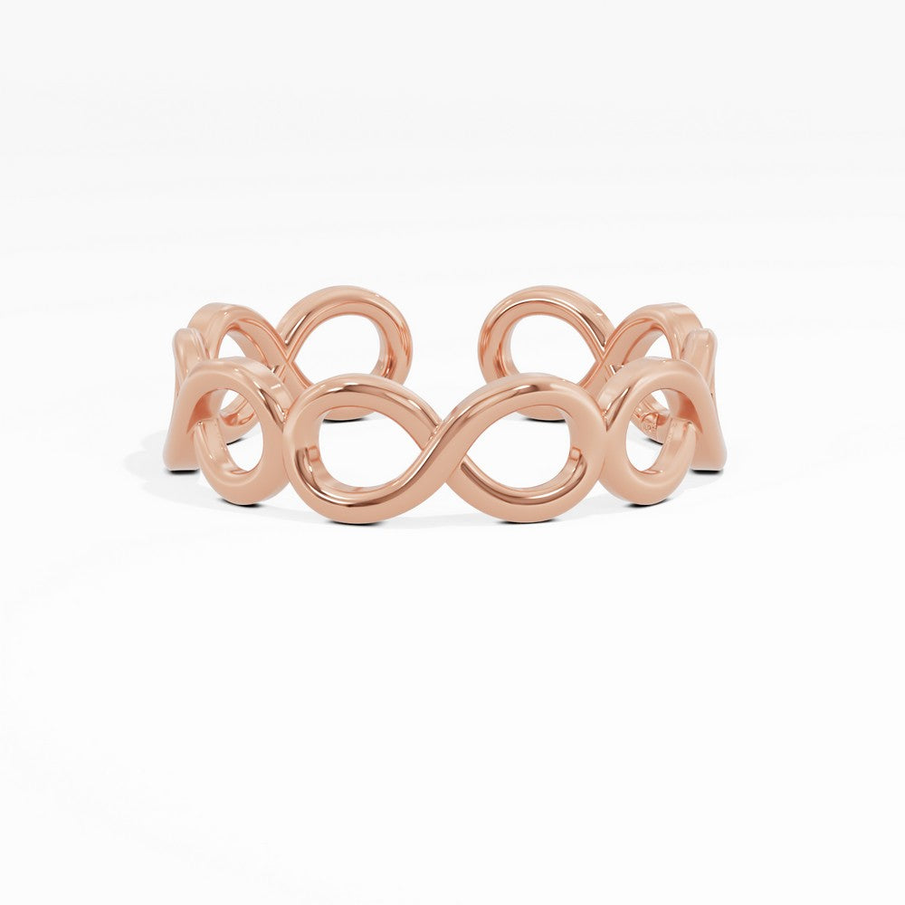 925 sterling silver rose gold plated Infinity Ring front view#metal_rose-gold-plated