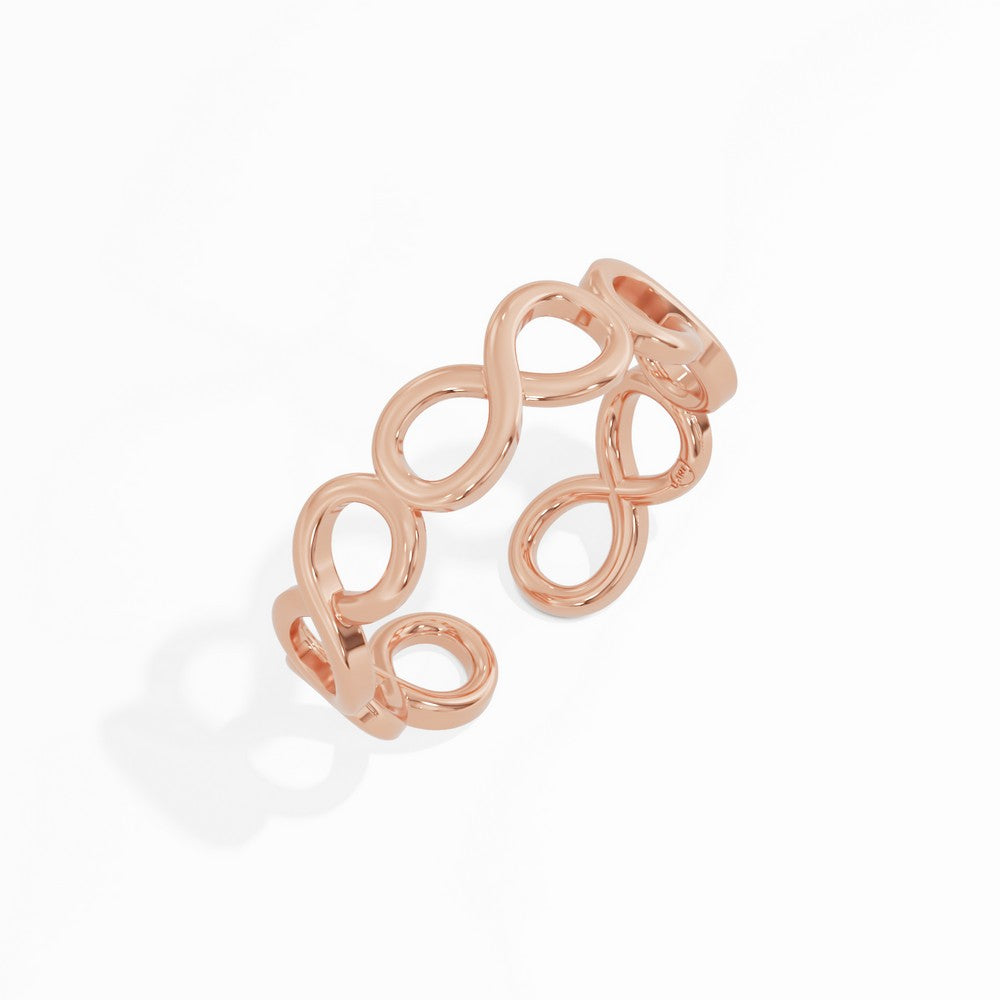 925 sterling silver rose gold plated Infinity Ring top view#metal_rose-gold-plated