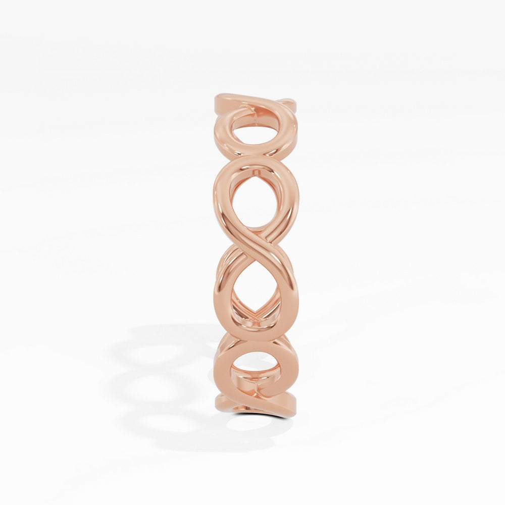 925 sterling silver rose gold plated Infinity Ring side view#metal_rose-gold-plated